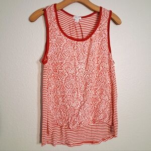 Splendid Red Patterned And Striped Tank Top Small